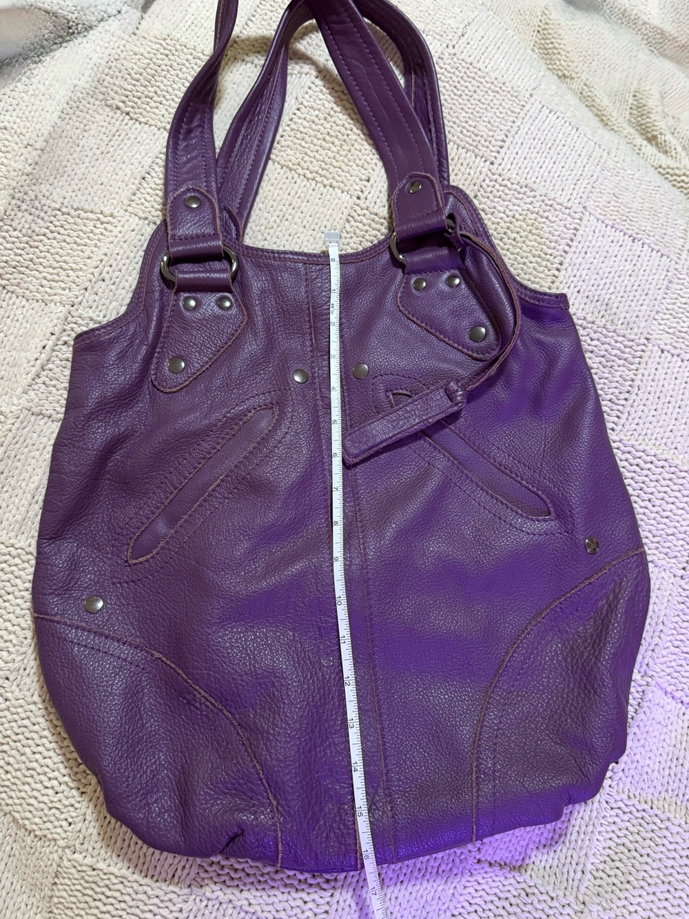 Joe’s Purple Leather Tote Bag - Picture 5 of 10